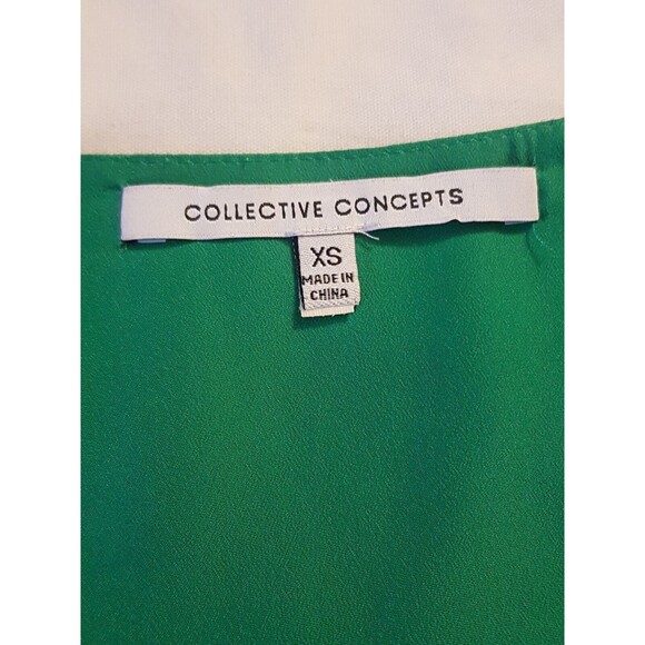 Collective Concepts Blouse Popover Pintuck Pleated Size XS Green V Neckline - Picture 7 of 13
